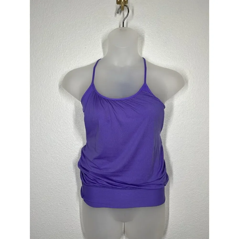 Lululemon No Limits Tank Top Size 4 Purple Built In Bra Layered